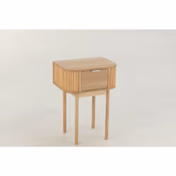 J-Line Table De Chevet Rond Mdf/Bois De Pin Naturel