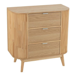 Commode En Bois 3 Tiroirs Naturel 40x80x80 Cm