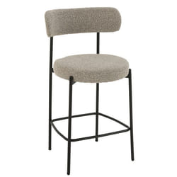Chaise De Bar En Métal Et Tissu Bouclette Taupe 48x53x97 Cm