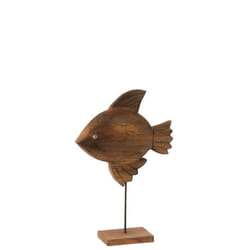 J-Line décoration Poisson - bois/métal - brun/noir - large