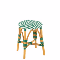J-Line Tabouret Rotin Vert Foncé/Blanc Small