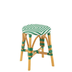 J-Line Tabouret Rotin Vert Foncé/Blanc Small