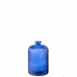 J-Line vase Bottle Stripe - verre - bleu - large - Ø 14.5 cm