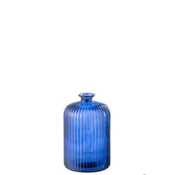 J-Line vase Bottle Stripe - verre - bleu - large - Ø 14.5 cm