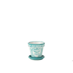 J-Line cache-pot Granada Handmade + Painted - céramique - aqua - small -  Ø 21 cm