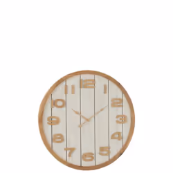 J-Line Horloge Murale Bois/Mdf Blanc/Naturel Large