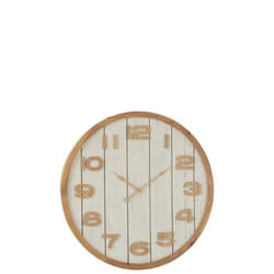 J-Line Horloge Murale Bois/Mdf Blanc/Naturel Large