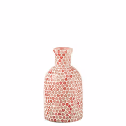 J-Line vase Coeur Mosaïque - verre - rose - large - Ø 10.5 cm