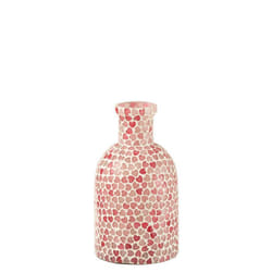 J-Line vase Coeur Mosaïque - verre - rose - large - Ø 10.5 cm