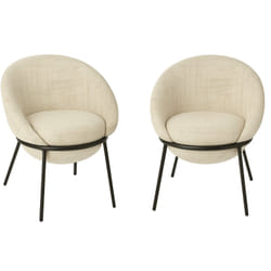 Chaise Design En Tissu Texturé Beige Et Métal Noir - Egyz