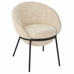 Chaise Design En Tissu Texturé Beige Et Métal Noir - Egyz - Vue supplémentaire 2