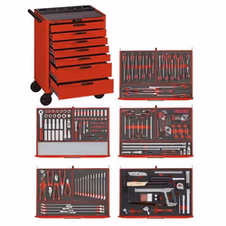 Servante doutils professionnelle - TENG TOOLS - TCEMM240N - 240 outils - Noir Rouge Métal