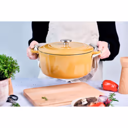 Cocotte Avec Couvercle - Cosy & Trendy - Fontestic - Fonte Émaillée- Ø28 Cm - 6,15 L - Tous Feux Dont Induction - Ambre - Vue supplémentaire 2