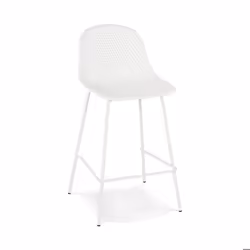 Tabouret snack mi-hauteur perforé ELLEN MINI blanc intérieur - extérieur - Dimensions : 485x47x96 cm