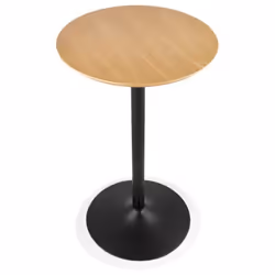 Table haute ronde ACE en bois finition naturelle et métal noir - Dimensions : 60x60x1035 cm
