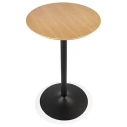 Table haute ronde ACE en bois finition naturelle et métal noir - Dimensions : 60x60x1035 cm