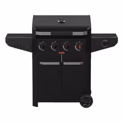 4 brûleurs Thermomètre intégré Grilles de barbecue en fonte Couvercle plat et double paroi Brûleur latéral inclus Support pou ...