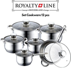 Ensemble de casseroles - Royalty Line - RL-1231 - Acier inoxydable - 12 pièces - Tous feux