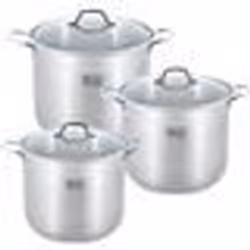 Royal swiss Lot de 3 grosses Faitouts / Marmites Profondes - Inox - 16L - 19L - 22.5L