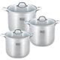 Royal swiss Lot de 3 grosses Faitouts / Marmites Profondes - Inox - 16L - 19L - 22.5L