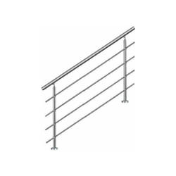 Bc-elec - AHM1204 Main courante d'escalier 120cm, balcon, balustrade, garde-corps en inox avec 4 barres transversales, install. à plat ou inclinée
