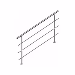 Bc-elec - AHM1403 Main courante d'escalier 140cm, balcon, balustrade, garde-corps en inox avec 3 barres transversales, install. à plat ou inclinée
