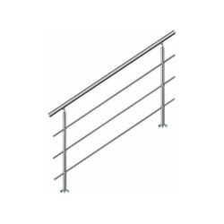 Bc-elec - AHM1403 Main courante d'escalier 140cm, balcon, balustrade, garde-corps en inox avec 3 barres transversales, install. à plat ou inclinée