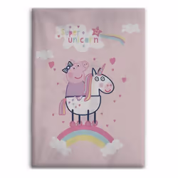 Couverture - Peppa Pig - Licorne - 100 x 140 cm - Rose - Polyester