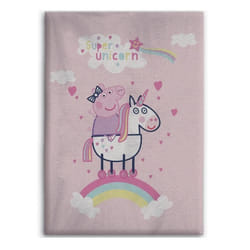 Couverture - Peppa Pig - Licorne - 100 x 140 cm - Rose - Polyester