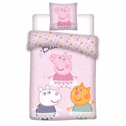 Parure de lit - Peppa Pig - Rose - 140x200 cm - 100% coton - Lavable en machine