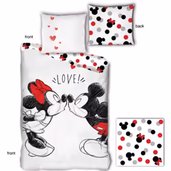 Parure de lit réversible Disney Mickey et Minnie qui s'embrassent - Love ! - 140 cm x 200 cm Découvrez la Parure de lit réver ...