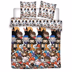 Harry Potter Emoji - Parure de lit double enfant 2 places - Housse de Couette 200x200 cm et 2 Taies d’oreiller 63x63 cm.