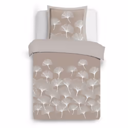 VISION - Parure housse de couette GINKO beige - Réversible - 140x200cm - 100% coton