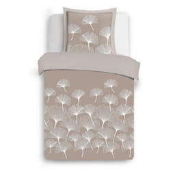 VISION - Parure housse de couette GINKO beige - Réversible - 140x200cm - 100% coton
