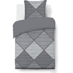 Parure Housse de couette - VISION - Harold  - 140 x 200 cm - 1 taie assortie 65 x 65 cm - Gris -  100% coton