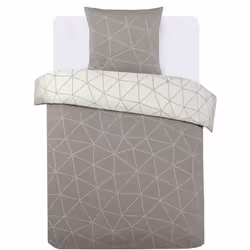 VISION - Parure housse de couette HUGO Beige - Réversible - 140x200cm - 100% coton