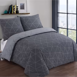 VISION Parure de couette Hugo - 100% coton - 1 housse de couette 200 x 200 cm + 2 taies doreiller 65 x 65 cm - Gris anthracit ...
