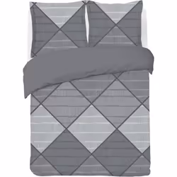 VISION - Parure housse de couette - Harold Gris 200x200cm - 100% coton