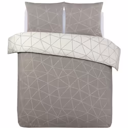 VISION - Parure housse de couette HUGO Beige - Réversible - 200x200cm - 100% coton