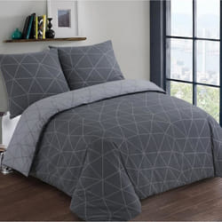 VISION Parure de couette Hugo - 100% coton - 1 housse de couette 240 x 220 cm + 2 taies doreiller 65 x 65 cm - Gris anthracite