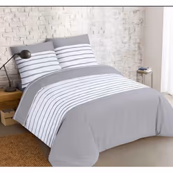VISION - Parure housse de couette Mia gris - Réversible - 240x220cm - 100% coton