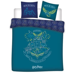 Harry Potter - Parure de Lit double Poudlard Bleu Lit 2 places Housse de couette 240x220 cm deux Taies d’oreiller 63x63 cm
