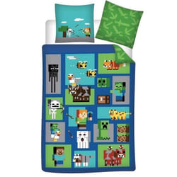 Parure de lit - Minecraft - 140x200 cm - 100% coton - Lavable en machine - Oeko Tex