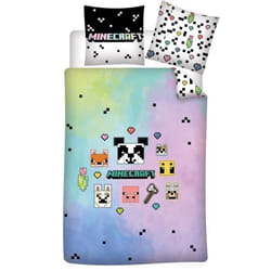 Minecraft Faces - Parure de Lit Enfant Housse de couette 140x200 cm une Taie d’oreiller 63x63 cm