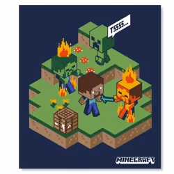 Plaid Enfant - Minecraft - 110 x 140 cm - Microfibre Polyester - Doux - Lavable en Machine