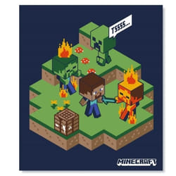 Plaid Enfant - Minecraft - 110 x 140 cm - Microfibre Polyester - Doux - Lavable en Machine