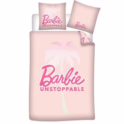 Parure de Lit - Barbie - Housse de Couette 140x200 cm - Taie dOreiller 63x63 cm - Réversible - Microfibre