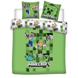 Parure de lit - Minecraft - Creeper TNT - Réversible - Gris Vert et noir