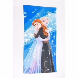 Serviette de plage 70x140 cm La Reine des neiges Elsa et Anna Caractéristiques : - 100% Polyester - Dimensions : 70 cm x 140  ...