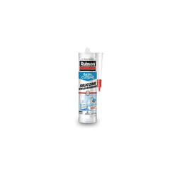 Rubson - Mastic Bain & Cuisine Pure Silicone Anti-Moisissures Transparent, mastic sanitaire à base de silicone, mastic étanche renforcé en